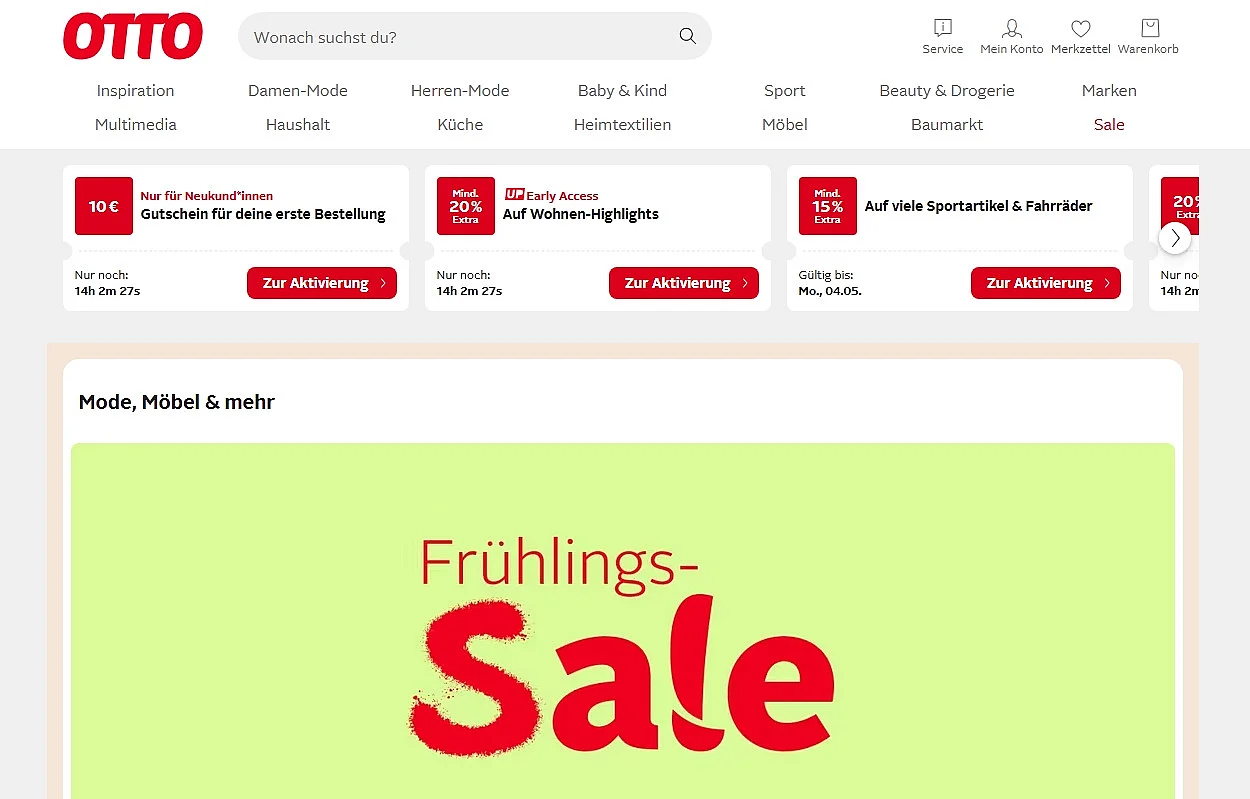 Der Onlineshop von OTTO Bild: Der Onlineshop von OTTO