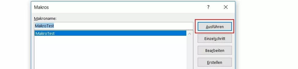 Bild: Auflistung verfügbarer Makros in Word 2016