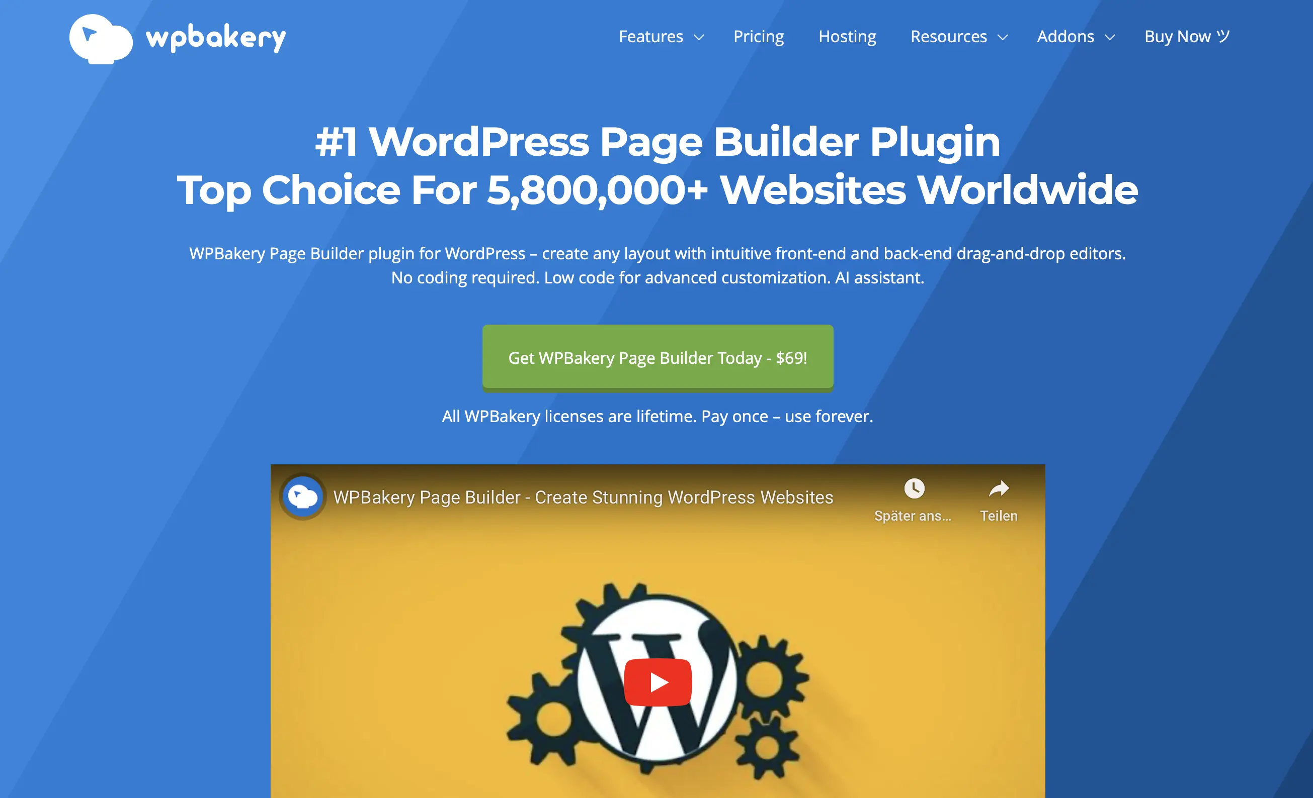 Screenshot der WPBakery-Homepage Bild: Screenshot der WPBakery-Homepage