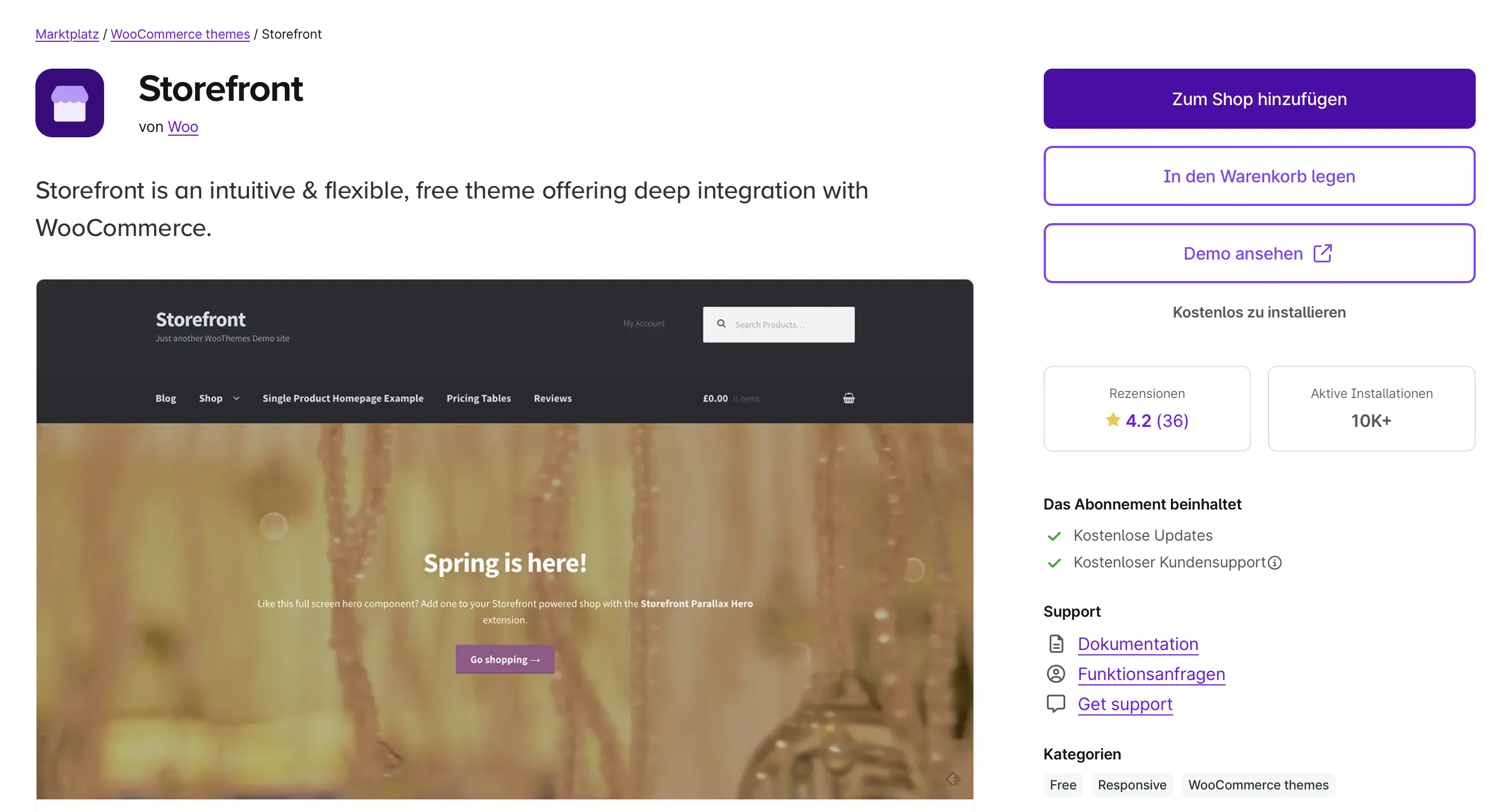 Shopseite von WooCommerce Storefront Bild: Shopseite von WooCommerce Storefront