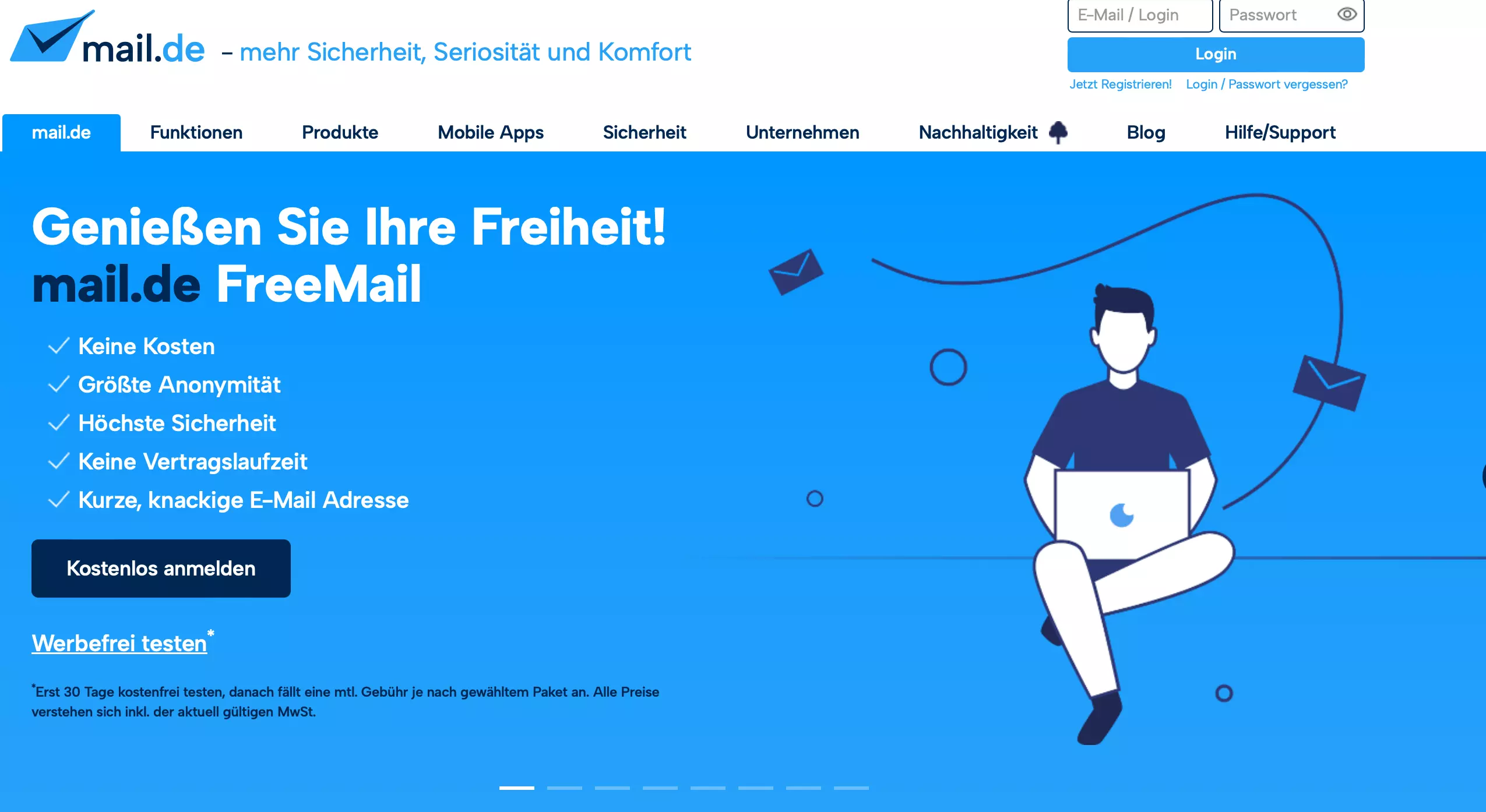 Screenshot mail.de Bild: Screenshot mail.de
