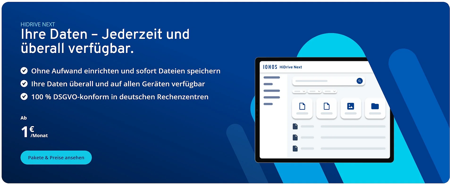 IONOS HiDrive Next Screenshot Bild: IONOS HiDrive Next Screenshot