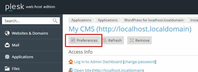 Bild: Plesk - Preferences