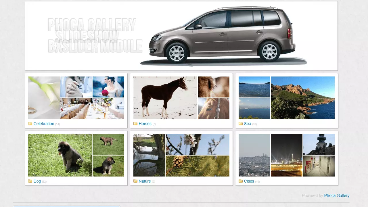 Darstellungsbeispiele von Fotogalerien mit Phoca Gallery