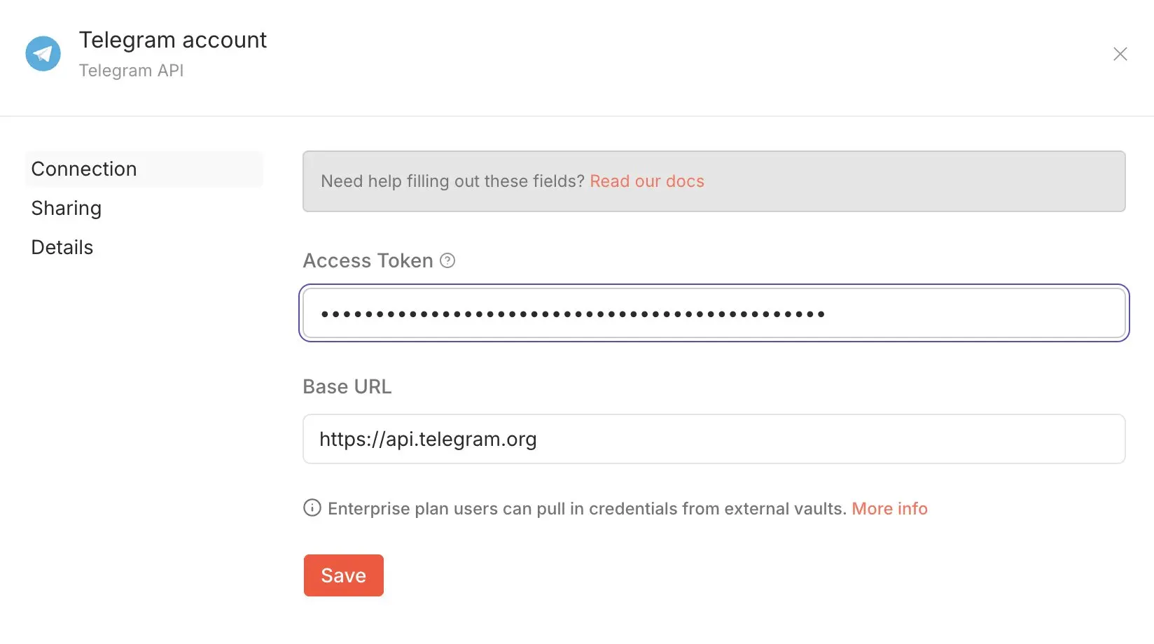 Bild: Telegram-Credentials in n8n hinzufügen