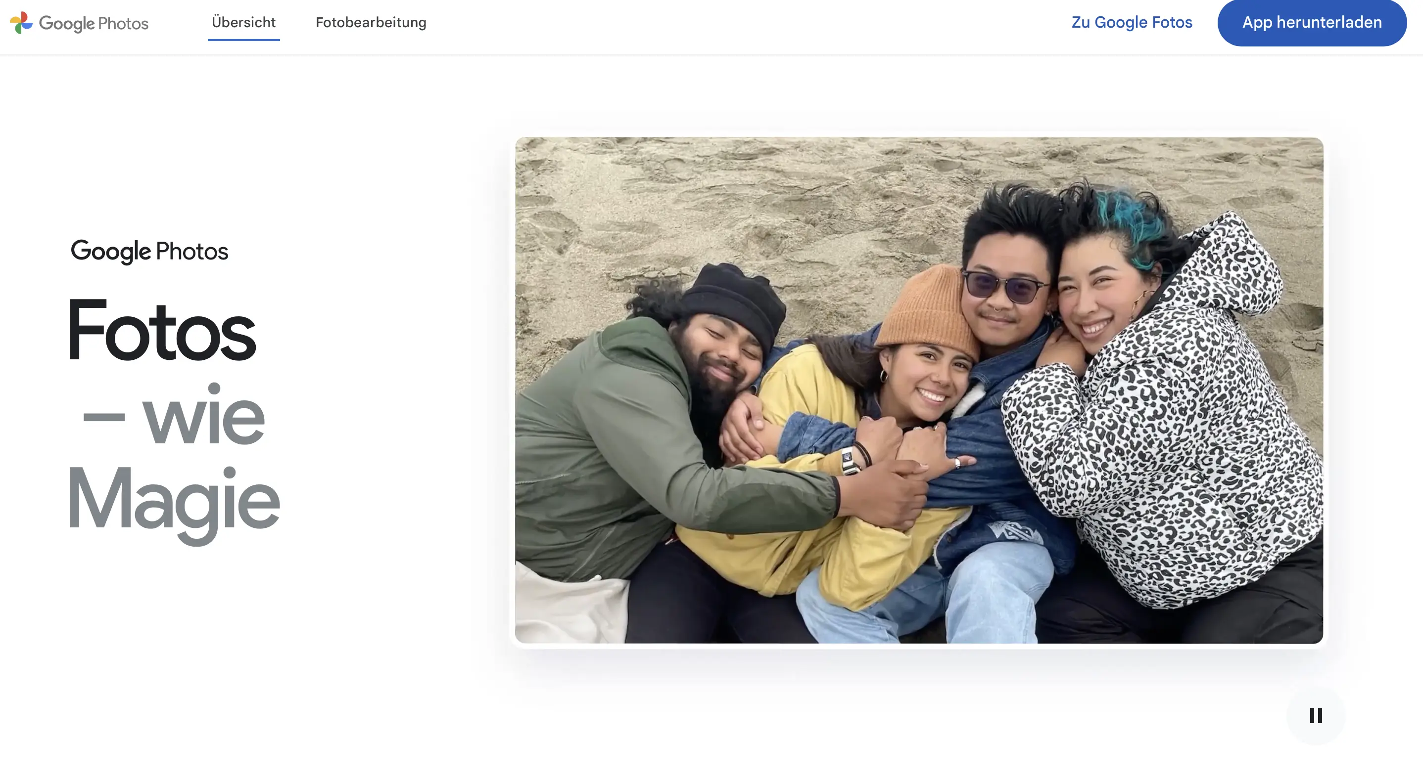 Screenshot der Vorstellungsseite von Google Photos Bild: Screenshot der Vorstellungsseite von Google Photos