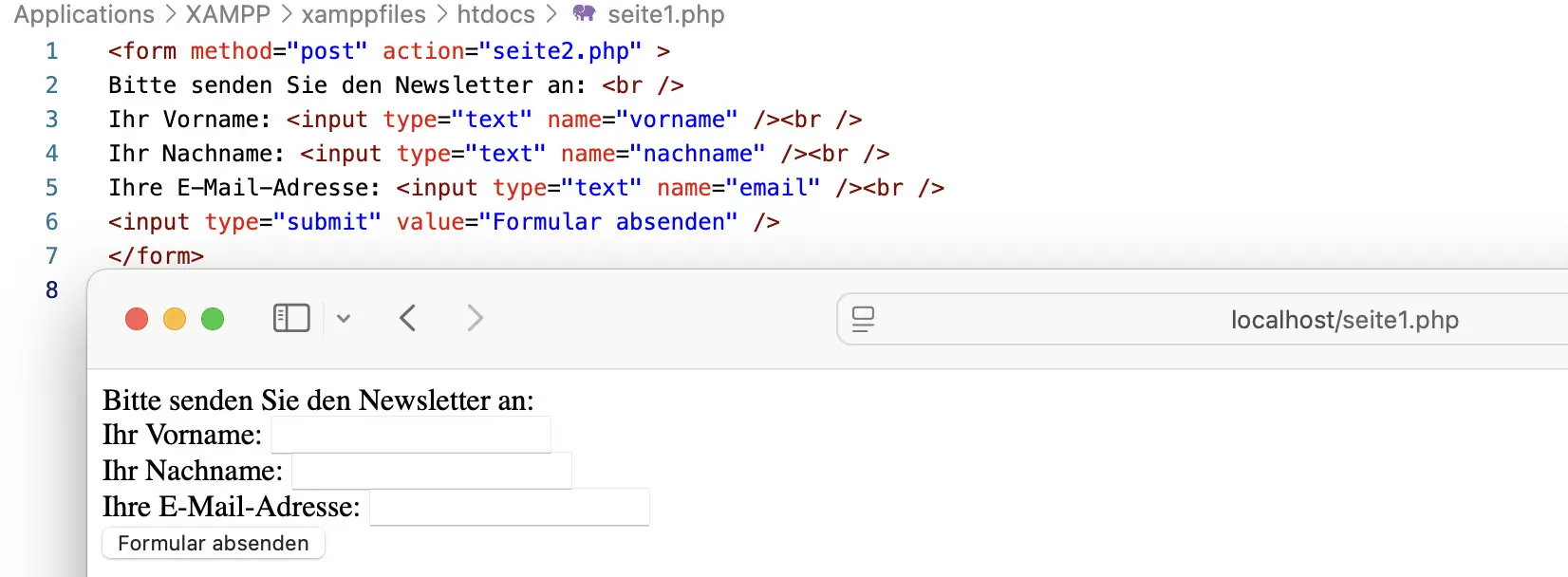 Dateneingabe via HTML-Formular Bild: Dateneingabe via HTML-Formular