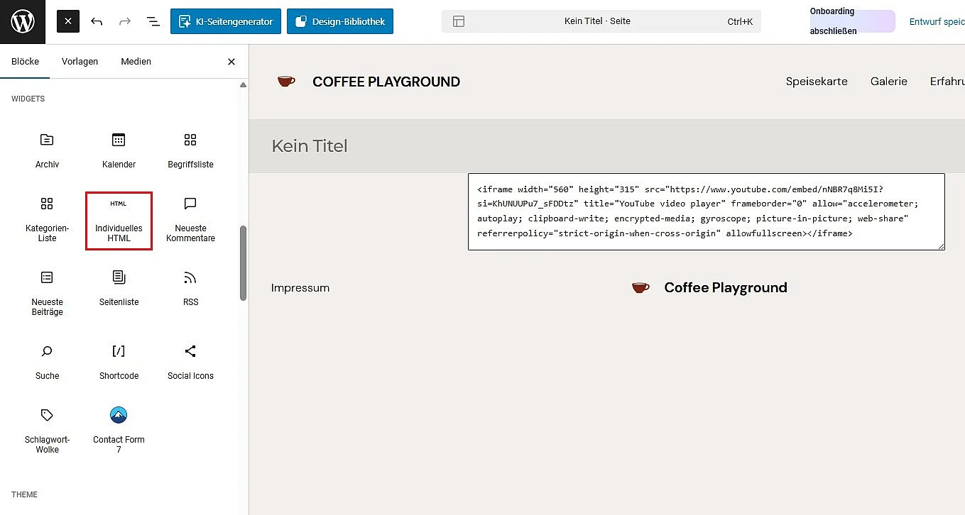 Bild: WordPress: Video einbinden via Code