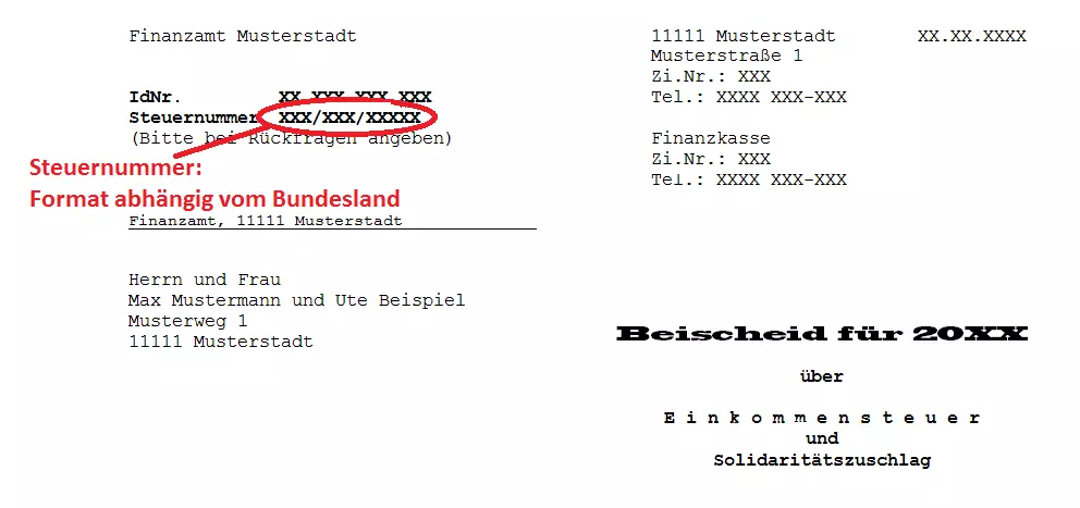 Musterbeispiel eines Einkommensteuerbescheids Bild: Musterbeispiel eines Einkommensteuerbescheids