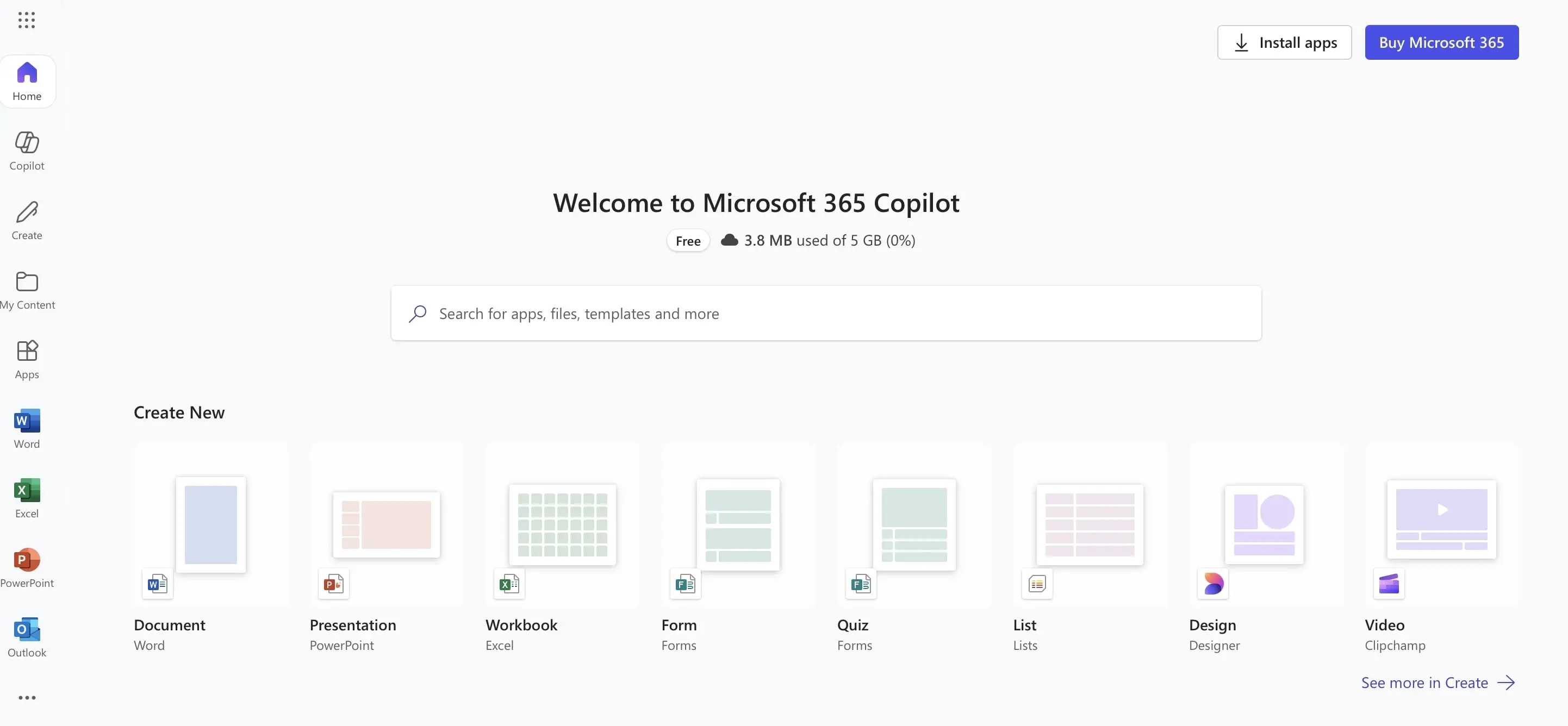 Bild: Startseite von Microsoft Office Online
