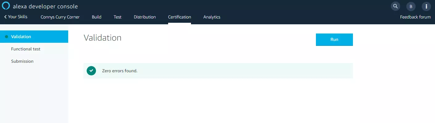 Bild: Alexa-Developer-Konsole: Validierung des Skills