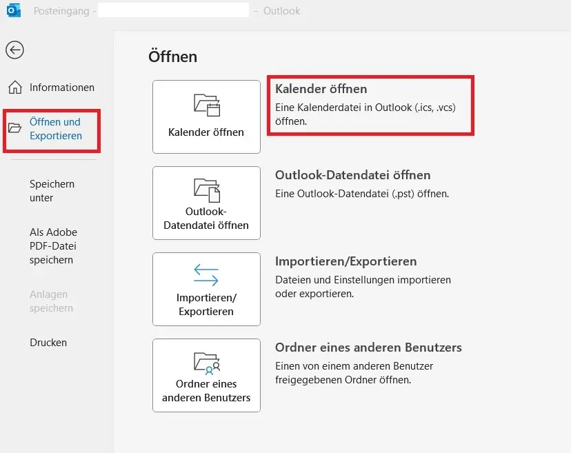 ICS-Datei in Microsoft Outlook importieren Bild: ICS-Datei in Microsoft Outlook importieren