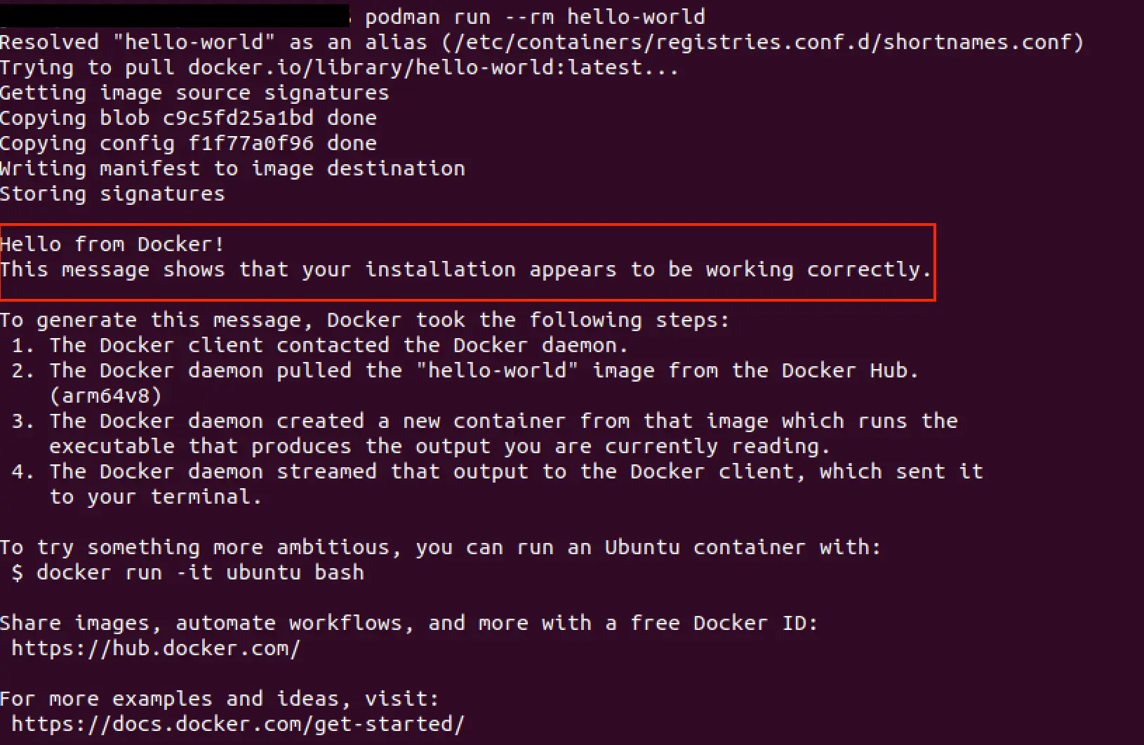 Podman: Erfolgreiche Erstellung eines Testcontainers Bild: Podman: Erfolgreiche Erstellung eines Testcontainers