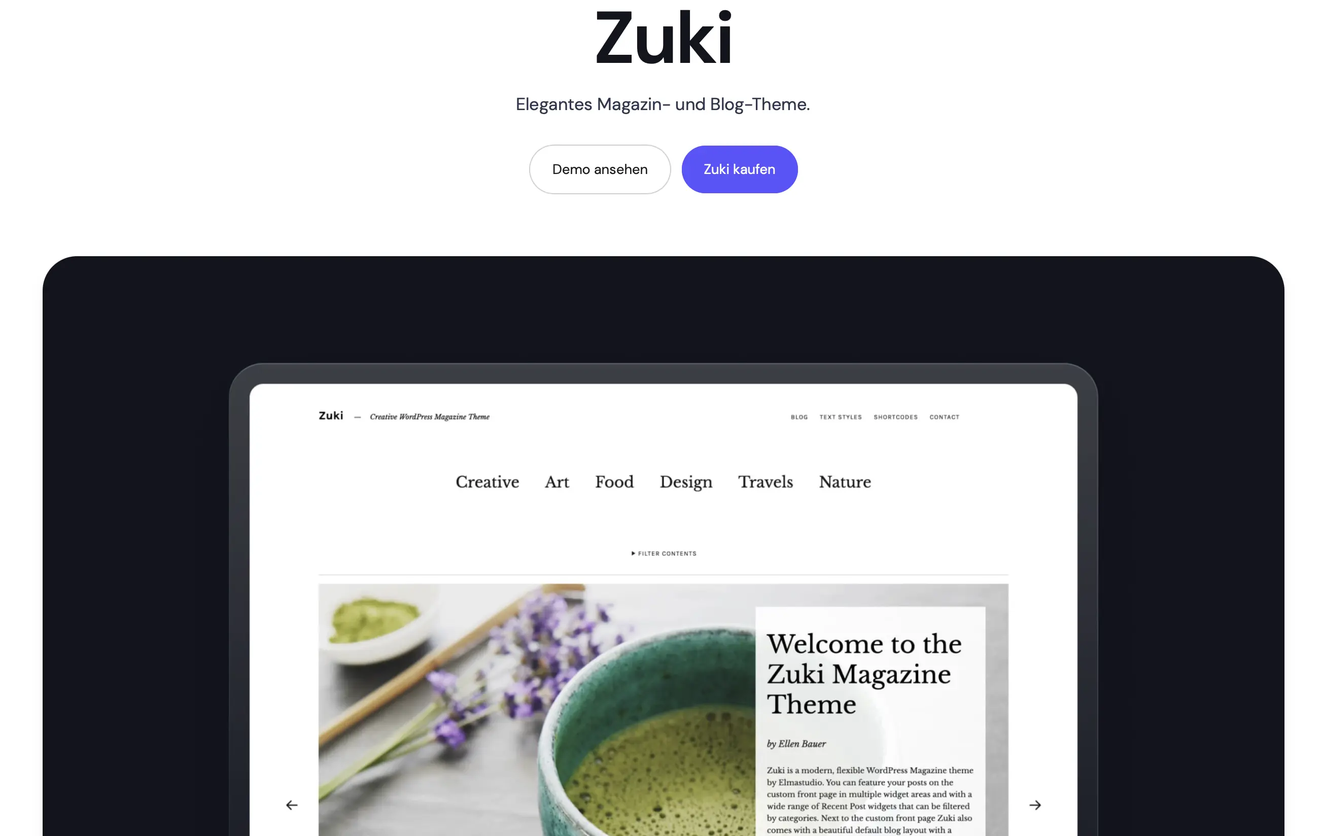WordPress-Template Zuki von Elmastudio Bild: WordPress-Template Zuki von Elmastudio