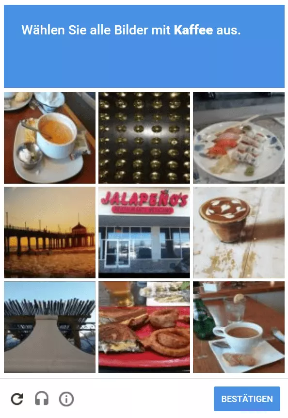 Bild: Ein bildbasiertes Captcha von Google