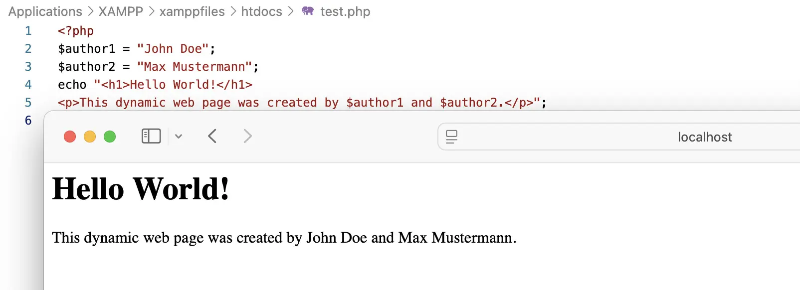 Textausgaben mit zwei Variablen Bild: Textausgaben mit zwei Variablen