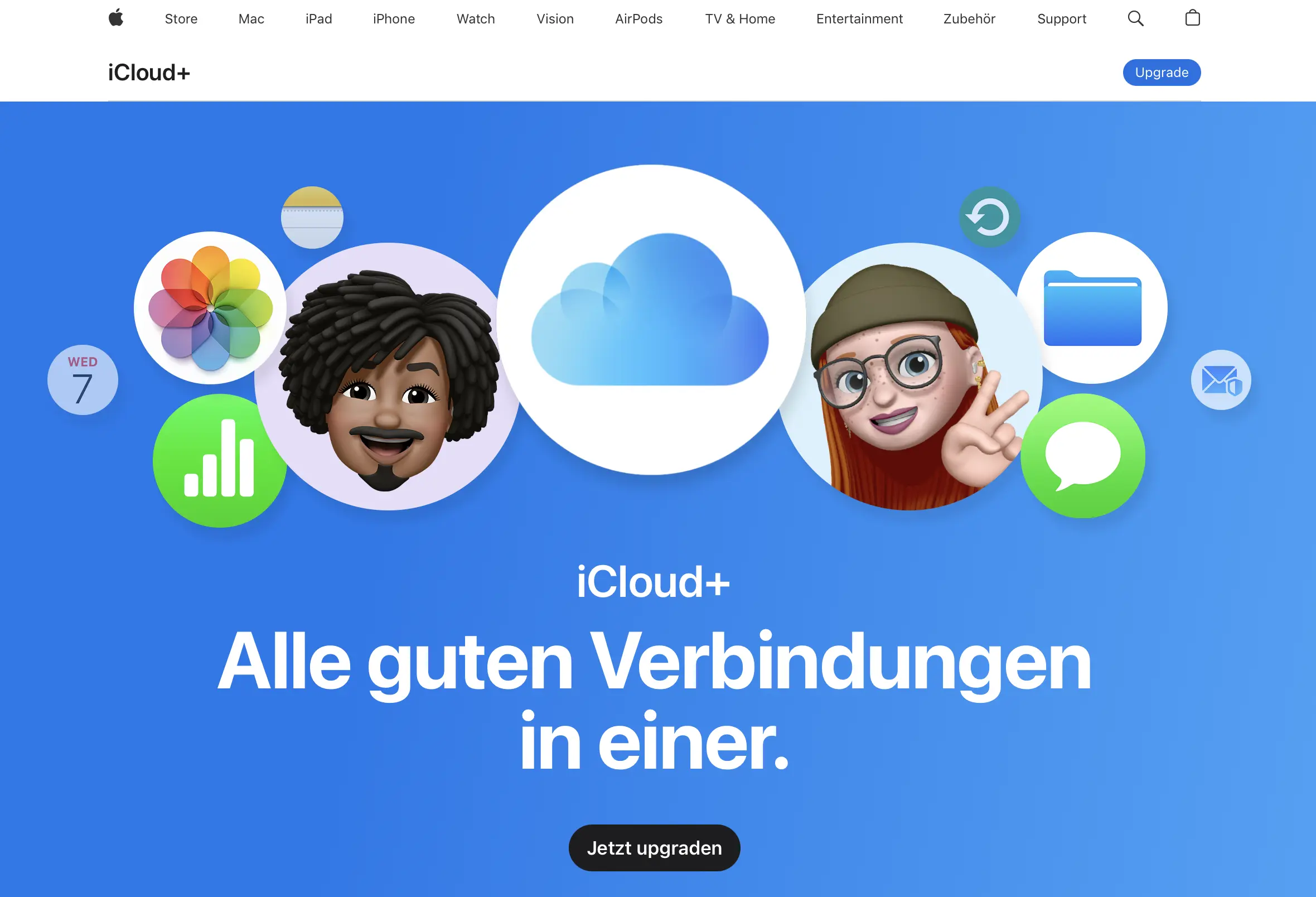 Screenshot der Vorstellungsseite von iCloud Bild: Screenshot der Vorstellungsseite von iCloud