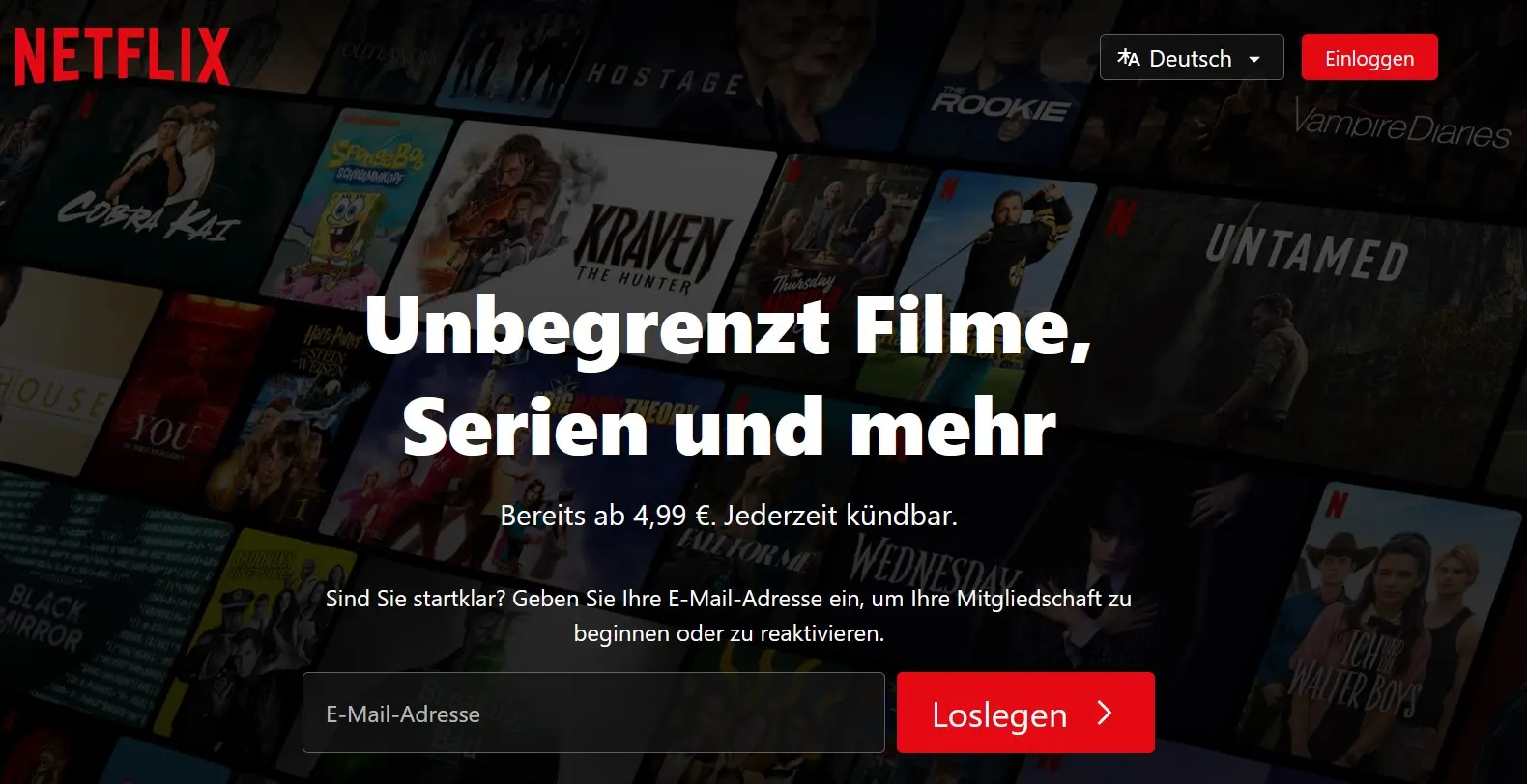 Bild: Landingpage Netflix Deutschland