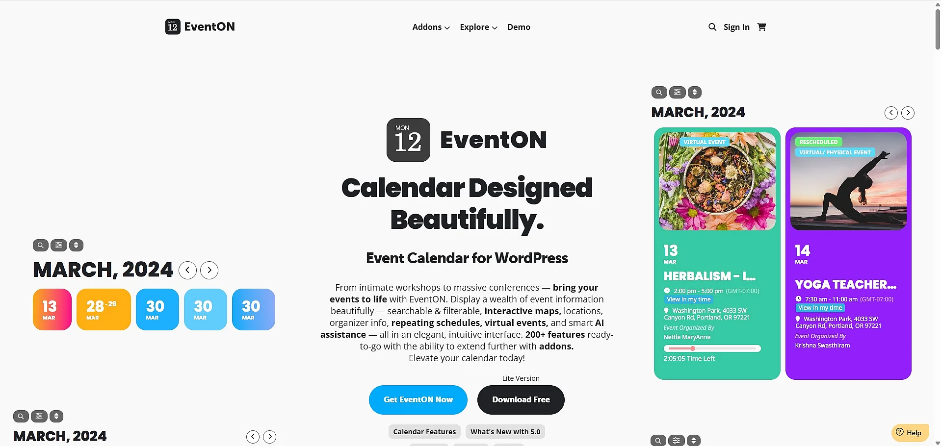 Screenshot der offiziellen Website von EventON Bild: Screenshot der offiziellen Website von EventON