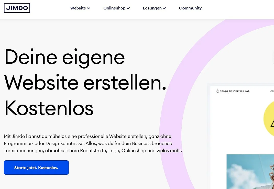 Landingpage des Jimdo Homepage-Baukastens Bild: Landingpage des Jimdo Homepage-Baukastens