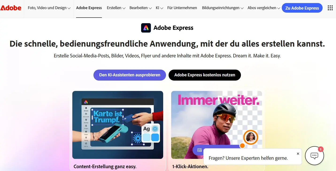 Bild: Website von Adobe Express