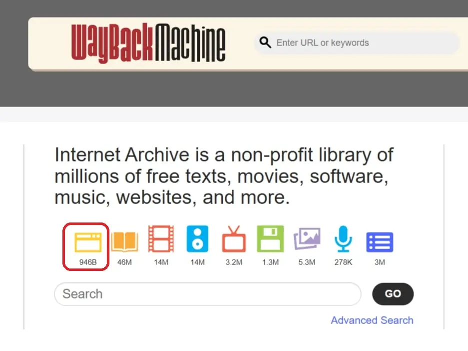 Bild: Archiv der Wayback Machine