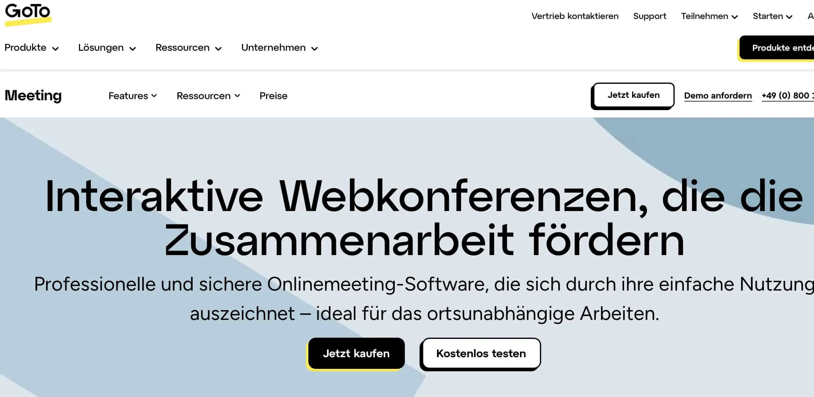 Screenshot der GoTo Meeting-Website Bild: Screenshot der GoTo Meeting-Website