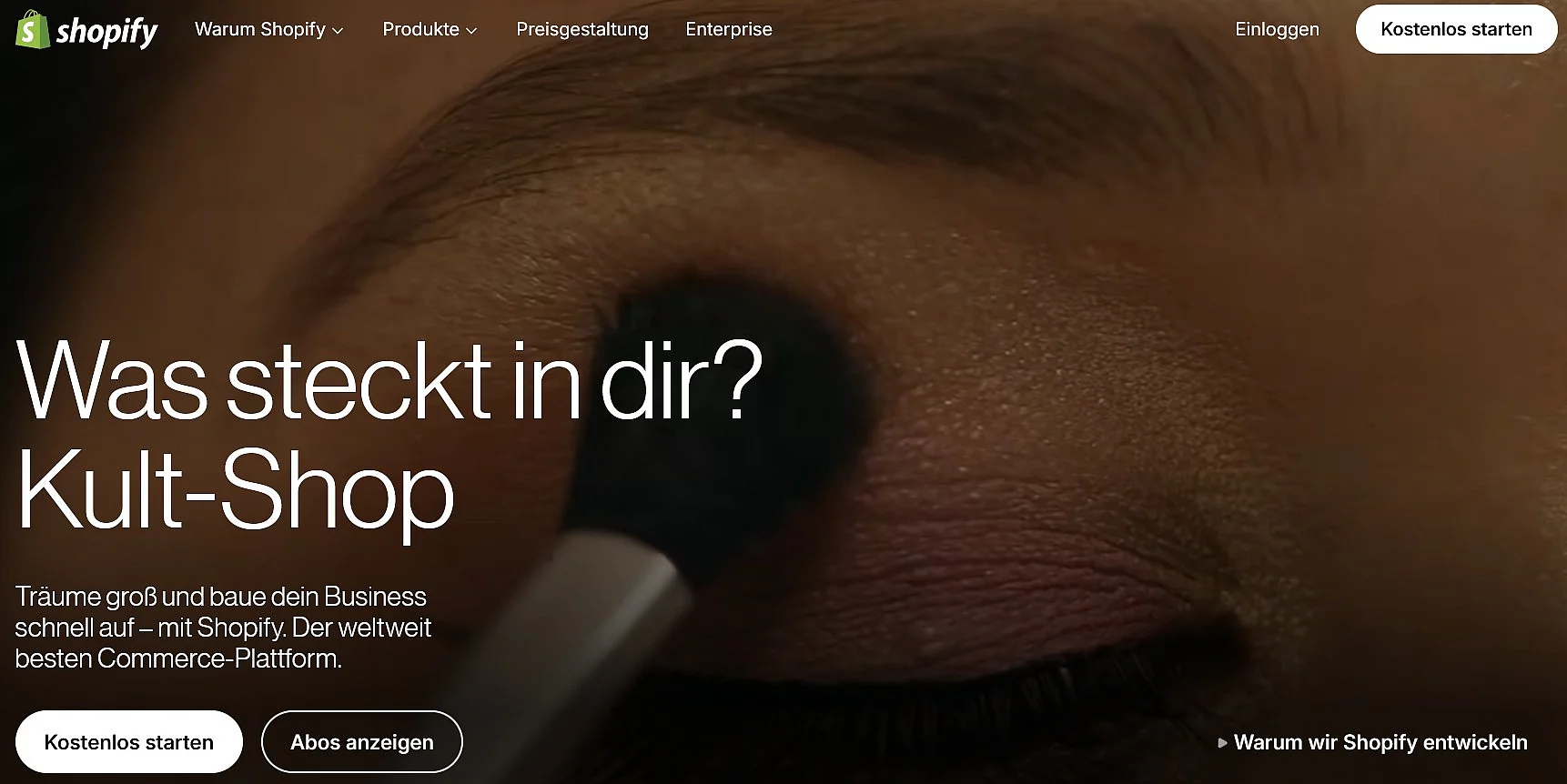 Screenshots der Shopify-Anbieterseite Bild: Screenshots der Shopify-Anbieterseite