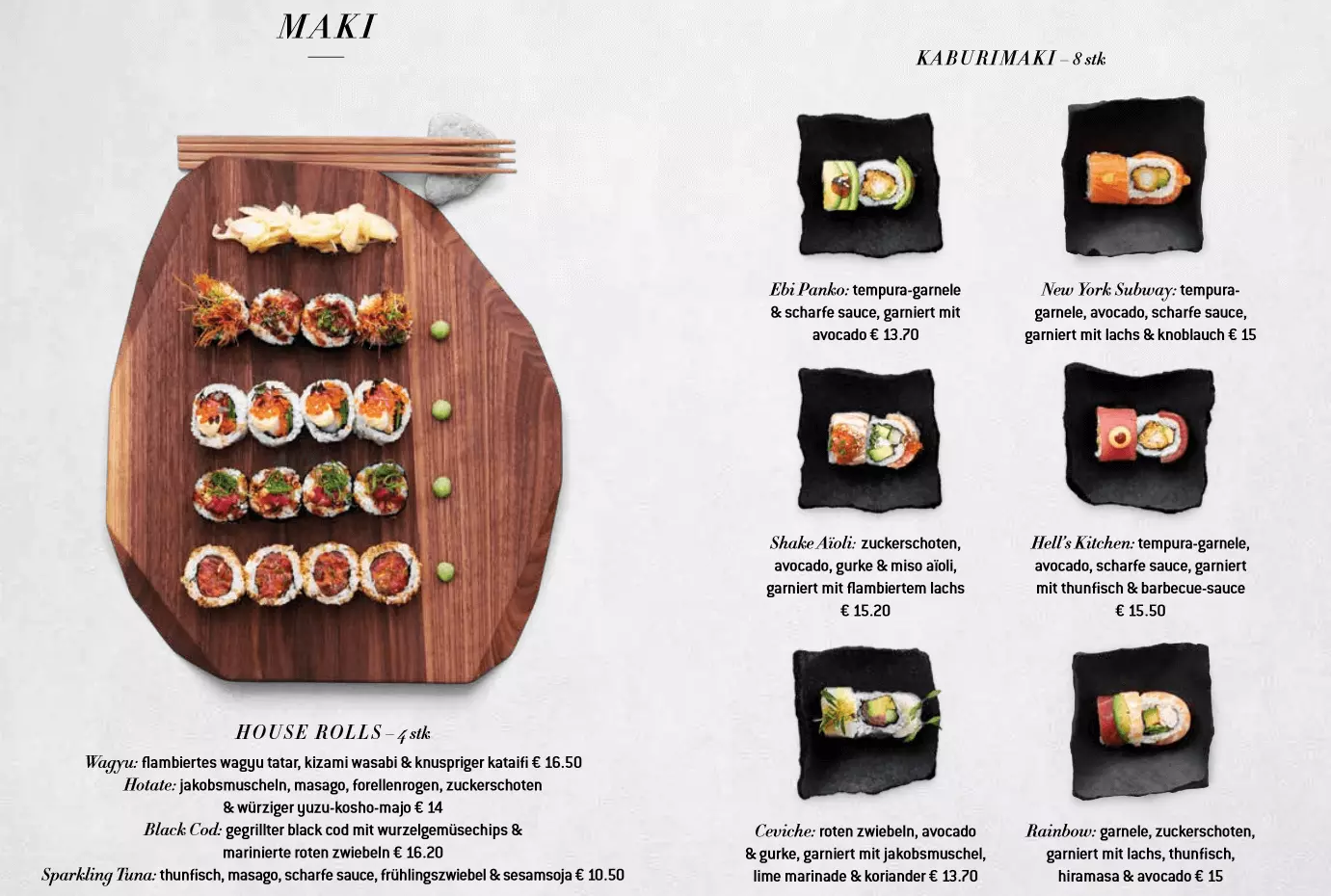 Bild: Speisekarte mit ansprechenden Produktfotos von Sushi