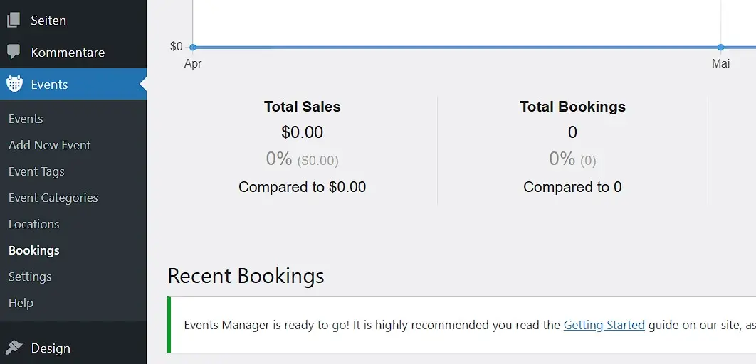WordPress-Kalender-Plugin Events Manager im WordPress-Backend Bild: WordPress-Kalender-Plugin Events Manager im WordPress-Backend