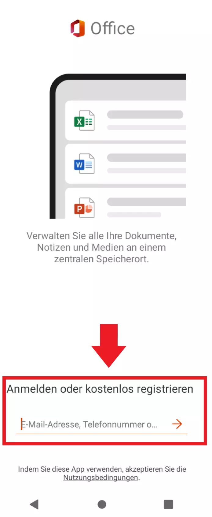 Anmeldung bei Microsoft 365 mit dem Smartphone