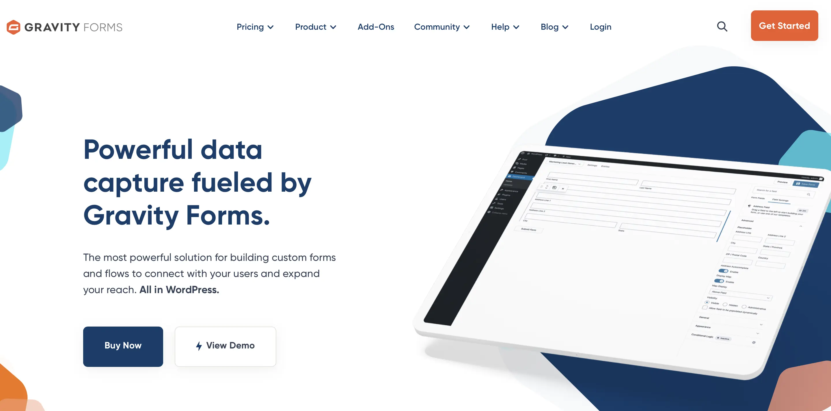 Bild: Screenshot der Website des WordPress-Kontaktformular-Plugins Gravity Forms