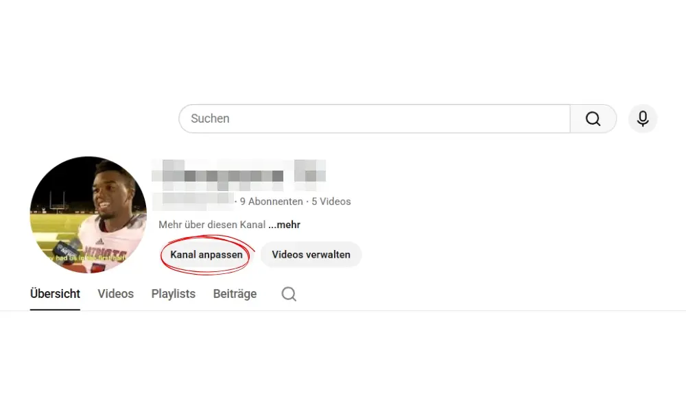Bild: &bdquo;Kanal anpassen&ldquo;-Schaltfl&auml;che im YouTube-Kanal-Men&uuml;
