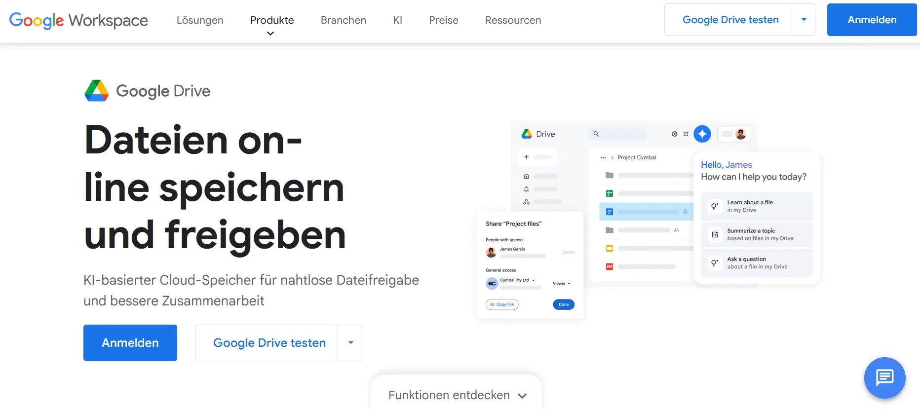 Die Startseite von Google Drive Bild: Die Startseite von Google Drive