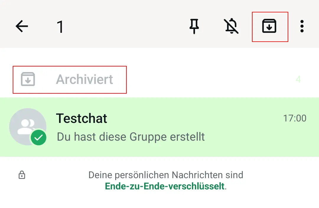 Android-Screenshot des WhatsApp-Bereichs für archivierte Chats Bild: Android-Screenshot des WhatsApp-Bereichs für archivierte Chats