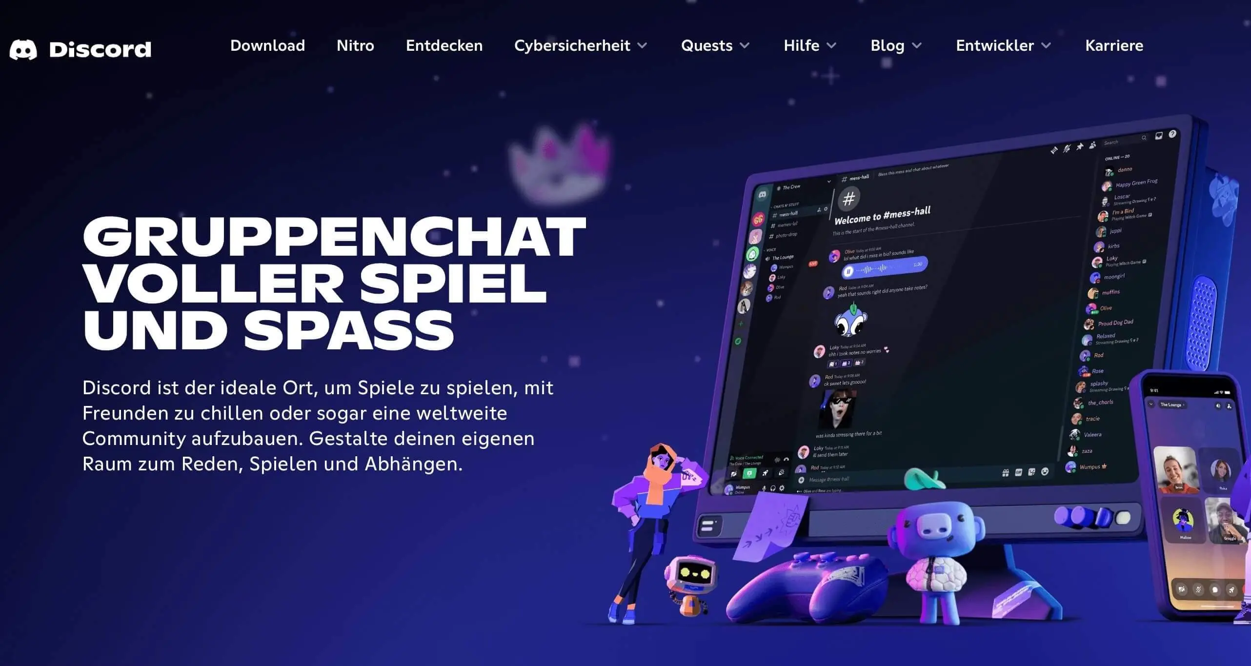Bild: Screenshot der Discord Website