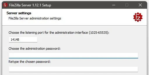 Bild: FileZilla Server Settings mit Portnummer