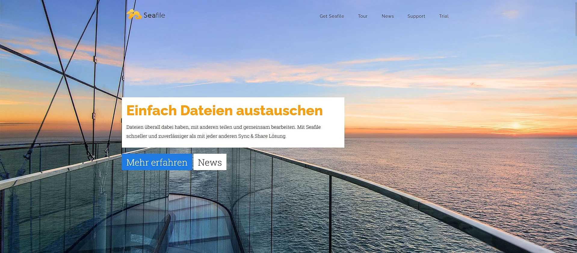 Homepage von Seafile Bild: Homepage von Seafile