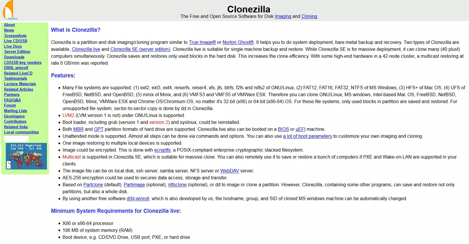 Bild: Website des Clonezilla-Projekts