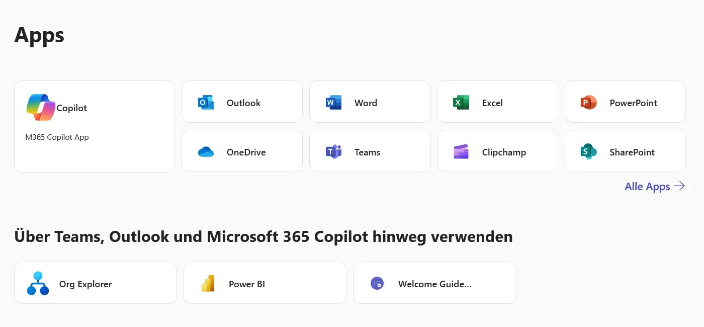 App-Schnellzugriff von Microsoft 365 Bild: App-Schnellzugriff von Microsoft 365