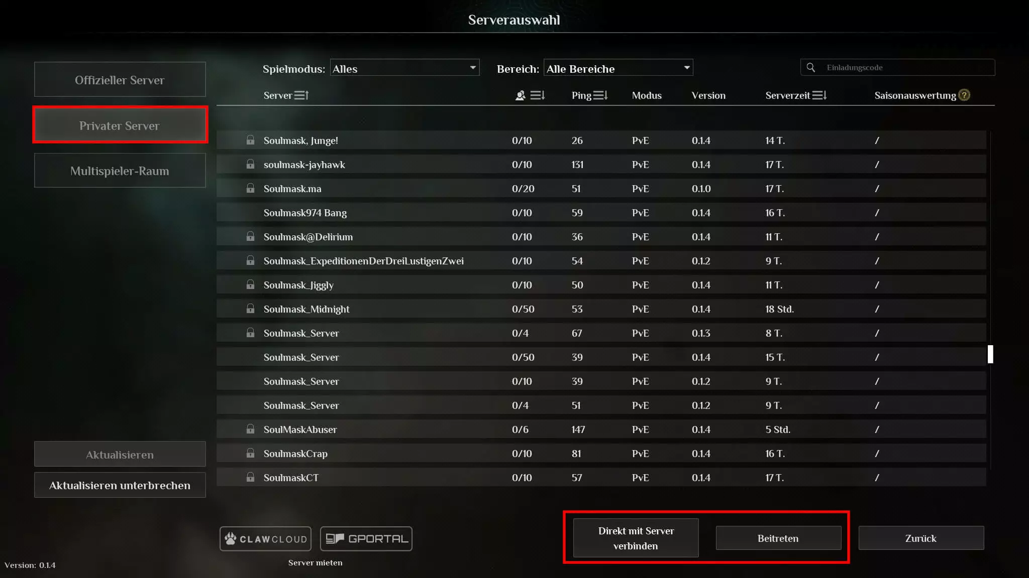 Soulmask-Server-Auflistung Soulmask-Server-Auflistung
