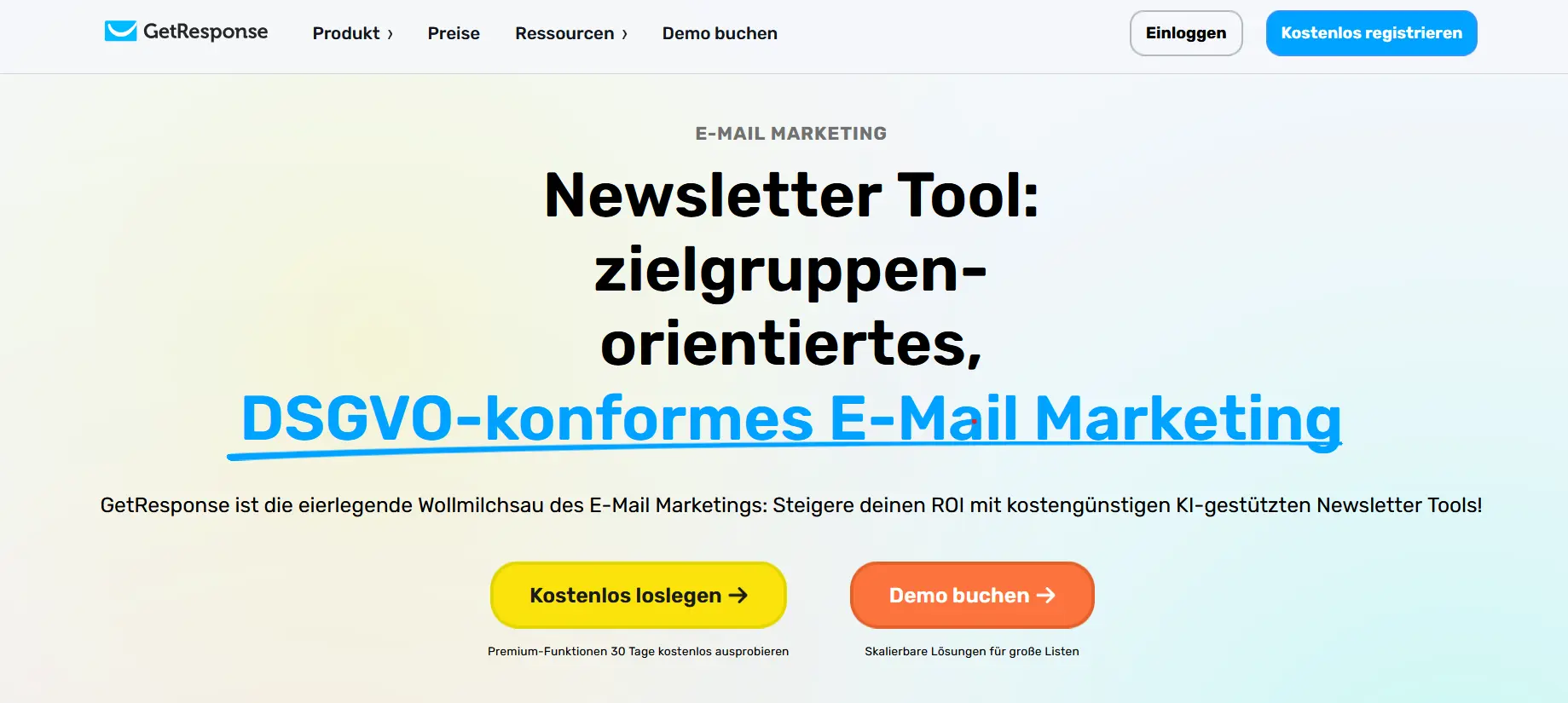 Bild: GetResponse-Homepage