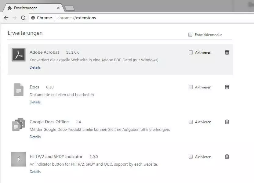 Bild: Chrome-Extension-Manager