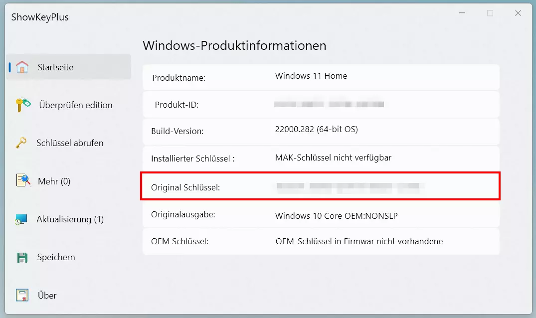 ShowKeyPlus: Startseite mit individuellen Produktinformationen