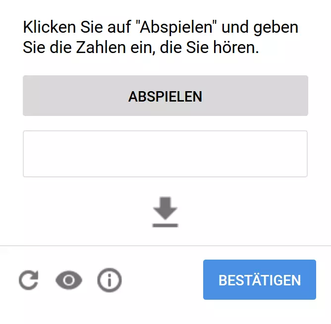 Bild: Ein Audio-Captcha von Google