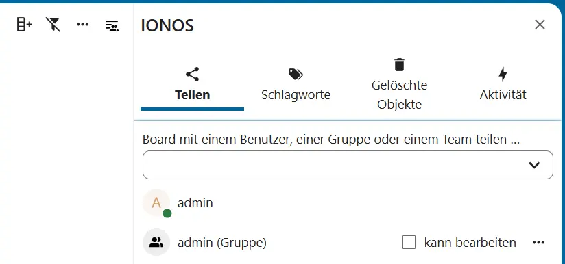 Board teilen in Nextcloud Deck Bild: Board teilen in Nextcloud Deck