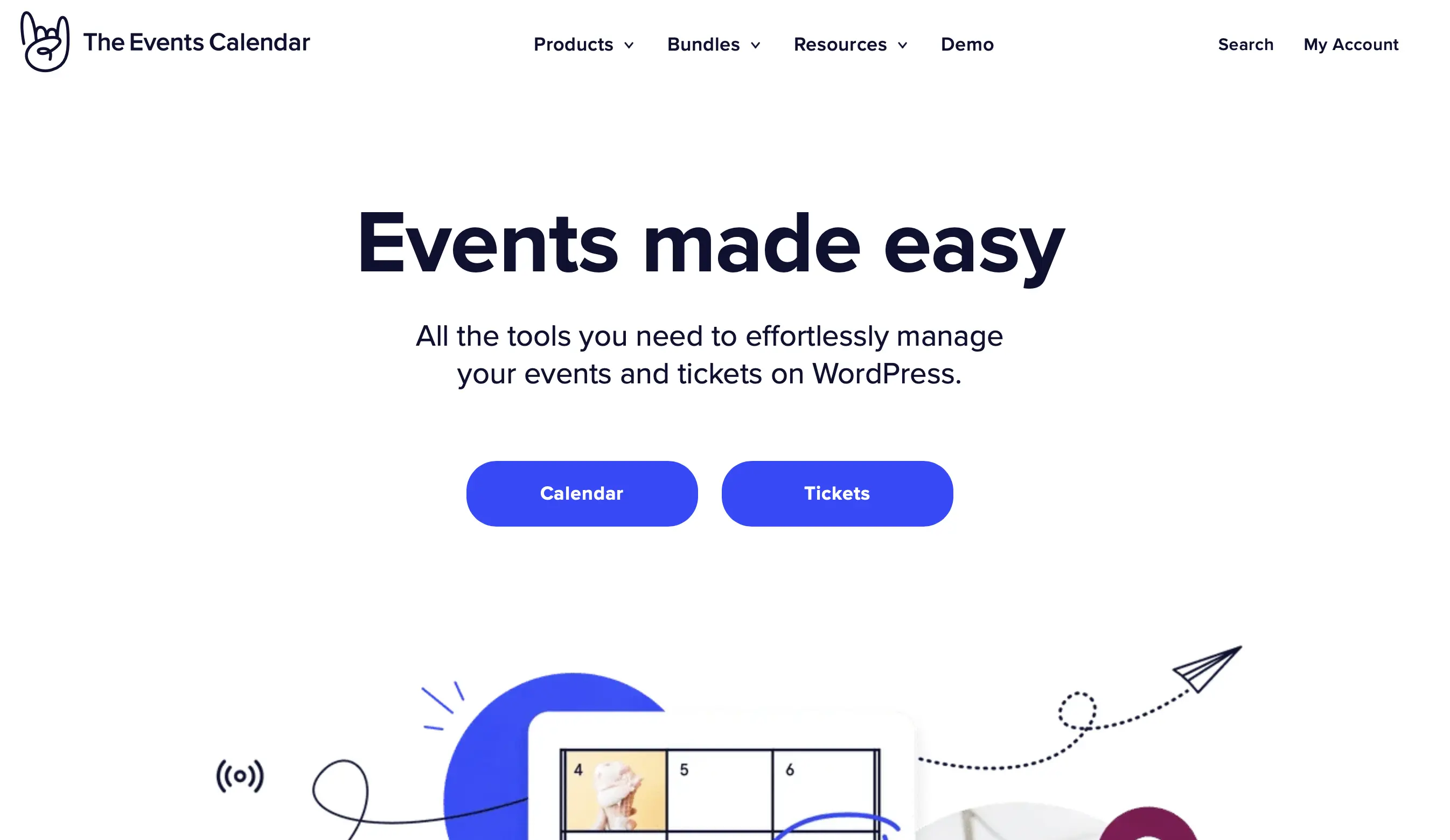 Bild: Screenshot der Website des WordPress-Plugins The Events Calendar