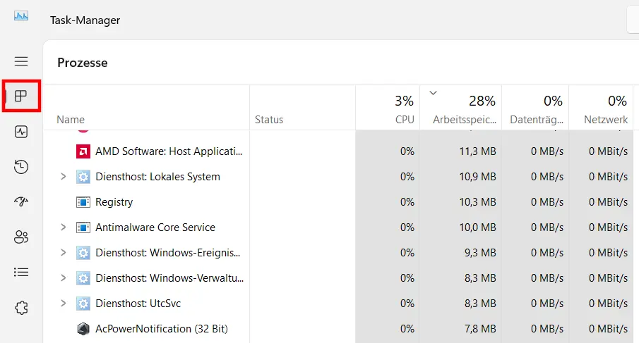 Windows Task-Manager: Auflistung aktiver Prozesse Bild: Windows Task-Manager: Auflistung aktiver Prozesse