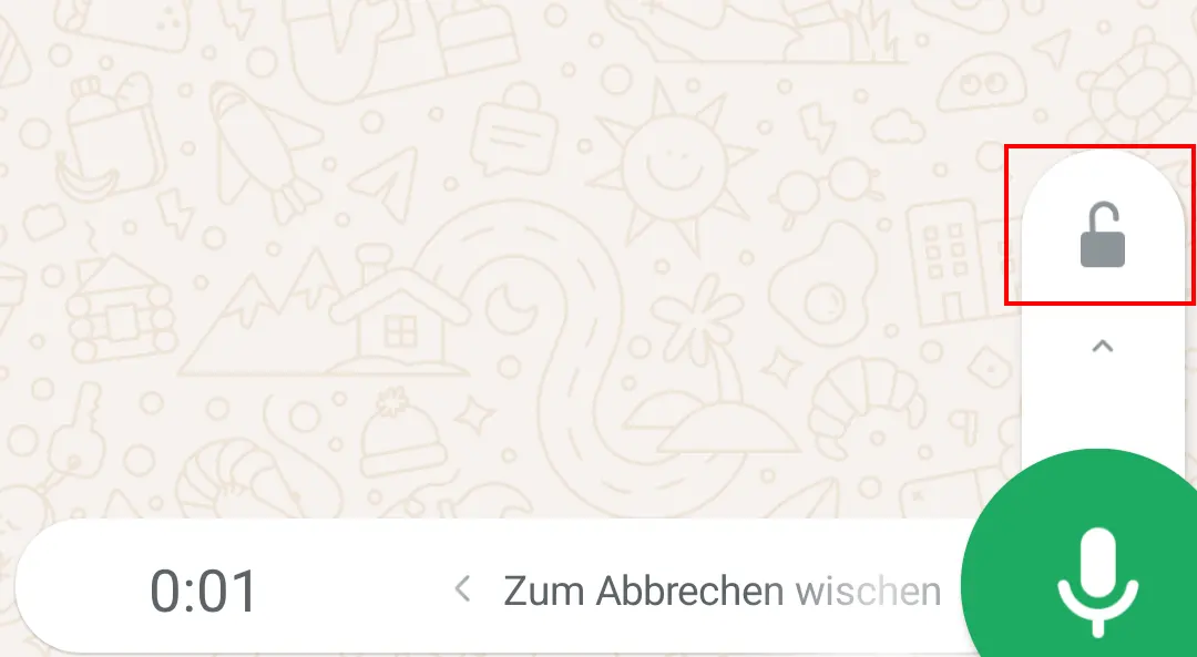 Android-Screenshot der Sprachaufnahme-Funktion in WhatsApp Bild: Android-Screenshot der Sprachaufnahme-Funktion in WhatsApp