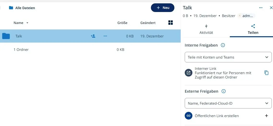 Nextcloud: Ordnerfreigabe Bild: Nextcloud: Ordnerfreigabe